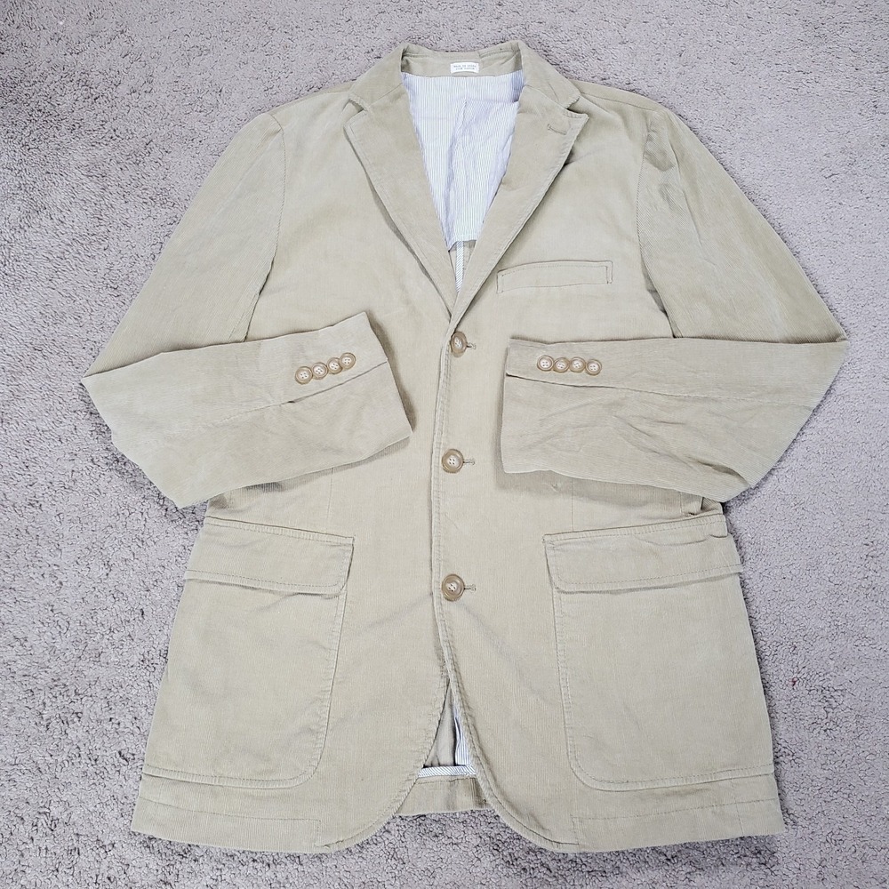 VTG Y2K J Crew Blazer Jacket Men S Tan Corduroy Sport Coat Academia Professor